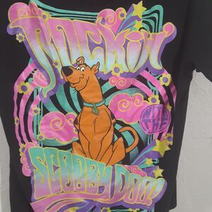 Scooby Doo Womens XS Black Rockin With The Scooby Doo Graphic Short Sleeve Tee